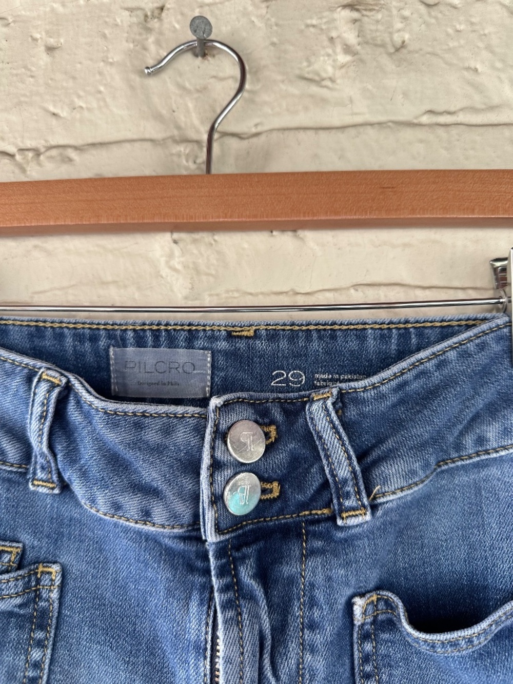 Pilcro Mid-Rise Straight Leg Blue Jeans - Picture 3 of 4